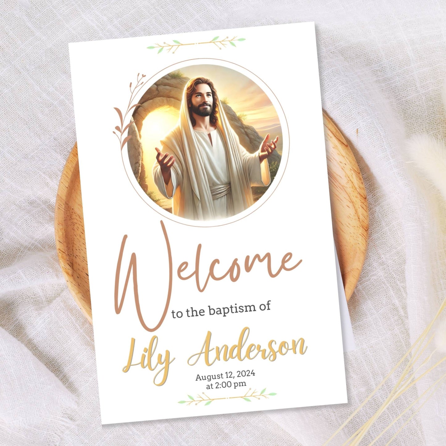 LDS Baptism Program Template – Neutral Brown Canva Design for Boy or Girl | Printable Foldable Church Program – Faith - Based Printable by Digital Kim Designs