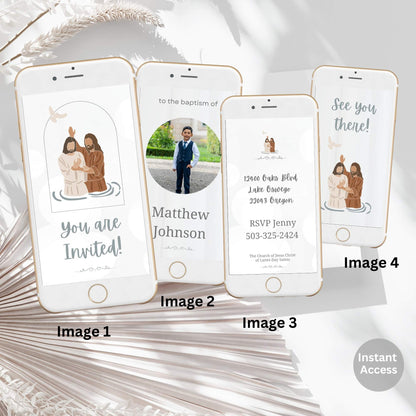 LDS baptism video invite preview – Jesus artwork and modern animated layout