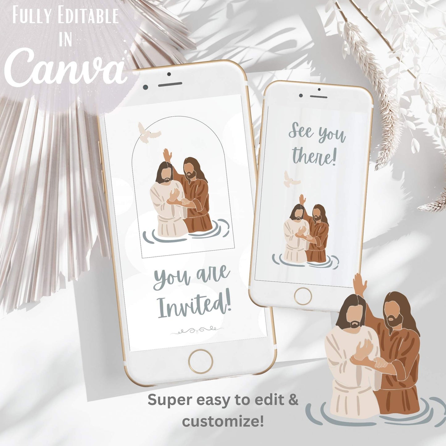 Faith-based LDS baptism invitation for boys and girls – animated Canva video file