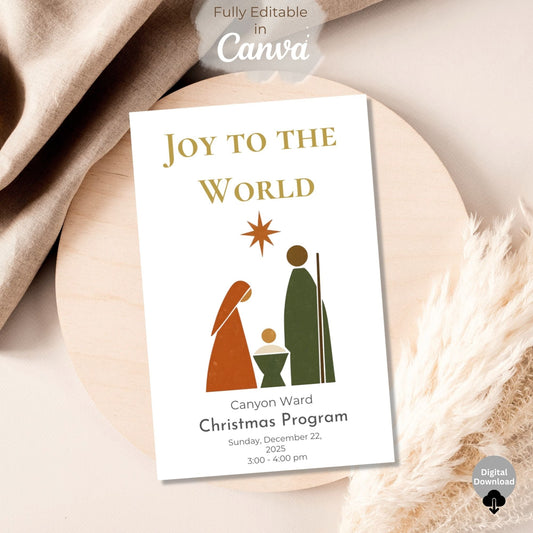 LDS Christmas Sacrament Meeting Program Template | Mid - Century Modern Nativity Canva Design | Editable Church Program (Digital Download) – Digital Printable by Digital Kim Designs