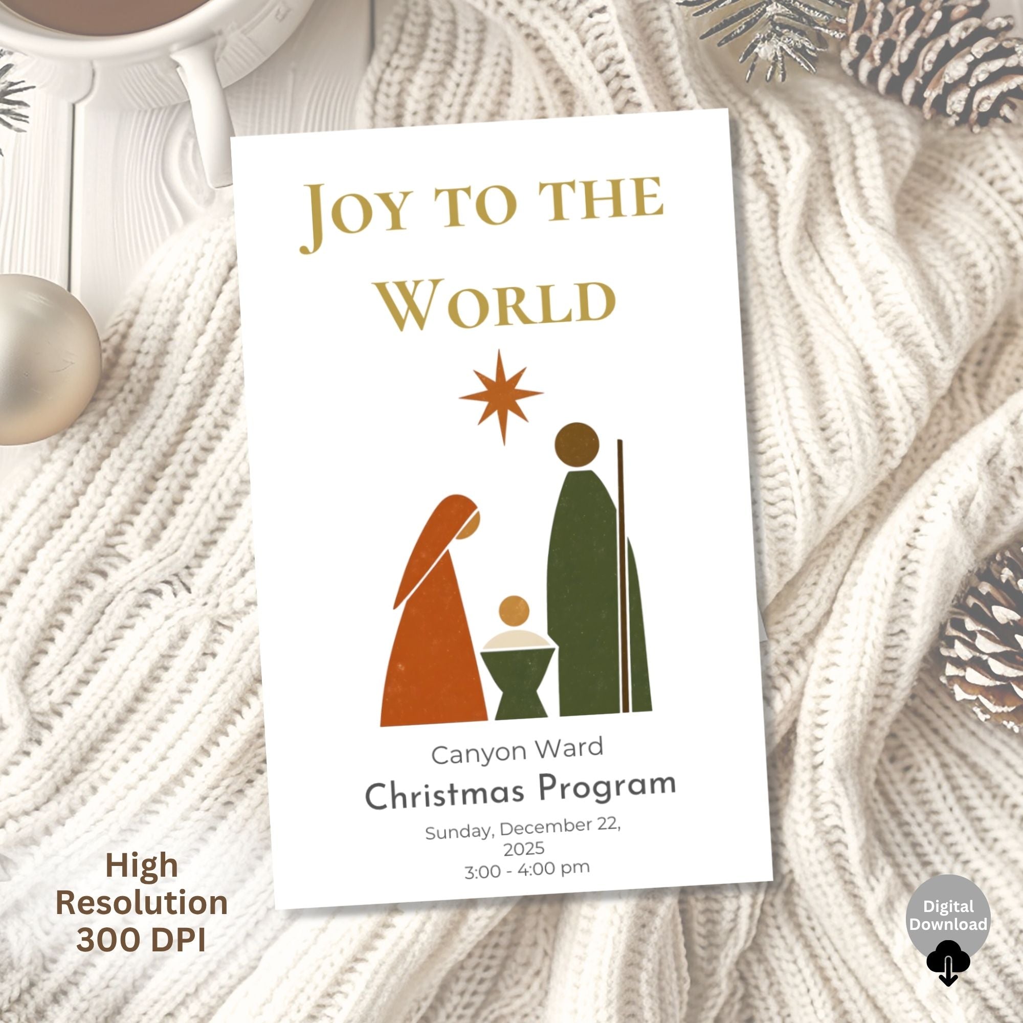 LDS Christmas Sacrament Meeting Program Template | Mid-Century Modern ...