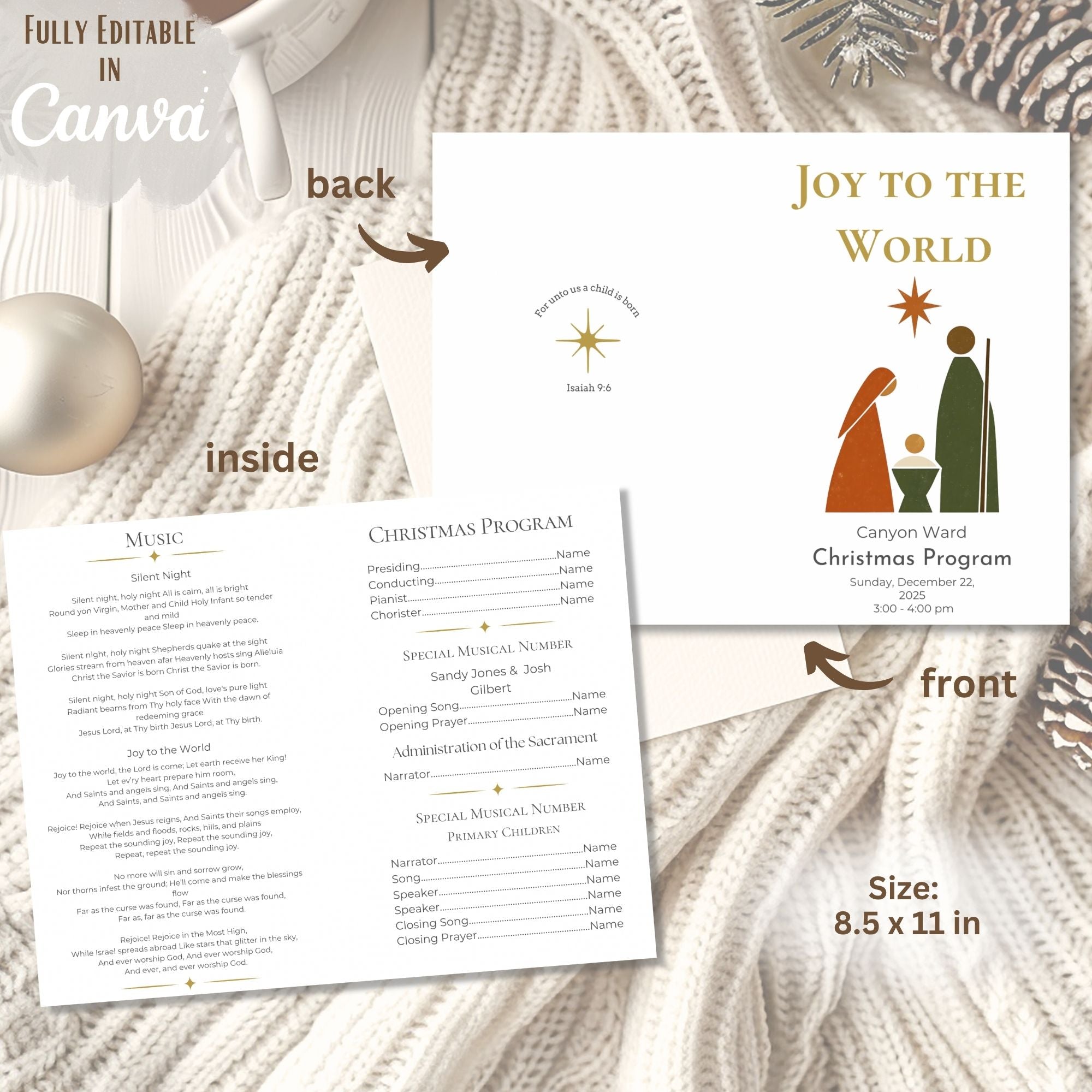 LDS Christmas Sacrament Meeting Program Template | Mid-Century Modern ...