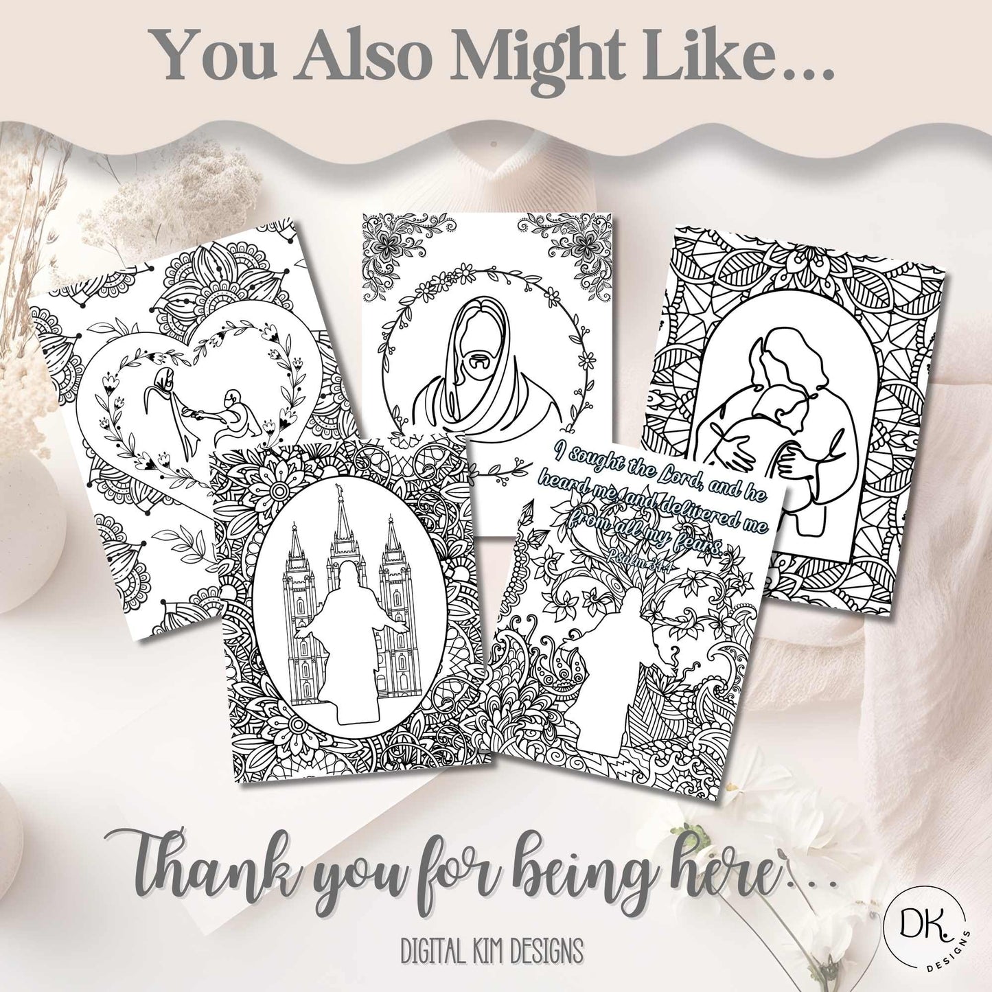 LDS Coloring Pages for Youth & Adults – 6 Printable Christian Coloring Sheets | Instant Download – Faith - Based Printable by Digital Kim Designs
