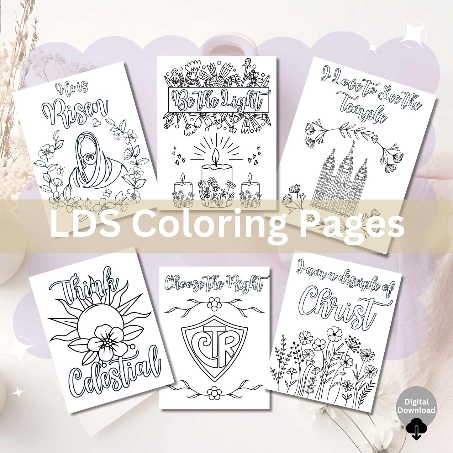 LDS Coloring Pages for Youth & Adults – 6 Printable Christian Coloring Sheets | Instant Download – Faith - Based Printable by Digital Kim Designs