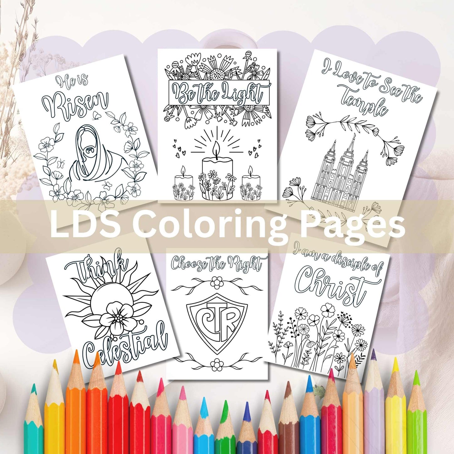 LDS Coloring Pages for Youth & Adults – 6 Printable Christian Coloring Sheets | Instant Download – Faith - Based Printable by Digital Kim Designs