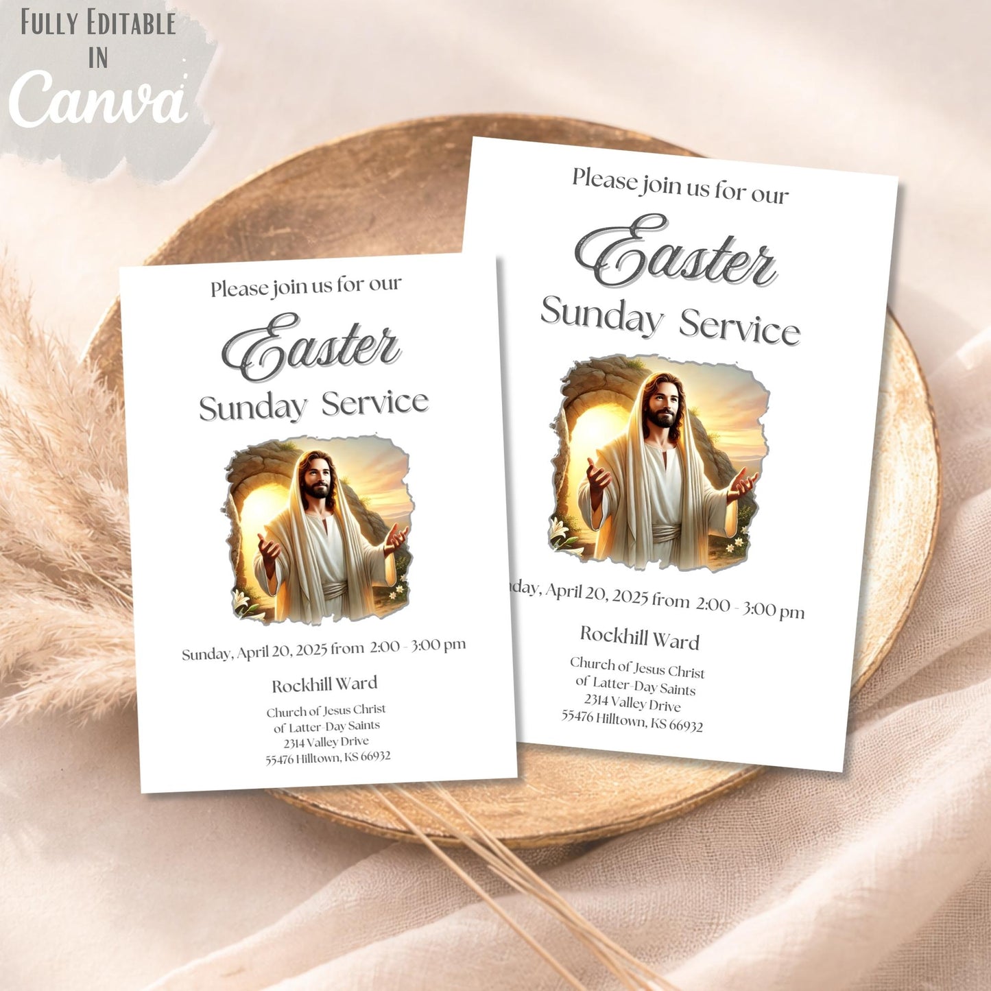 LDS Easter Invitation Template – Jesus Church Service Invite | Editable Canva 5x7 – Digital Printable by Digital Kim Designs