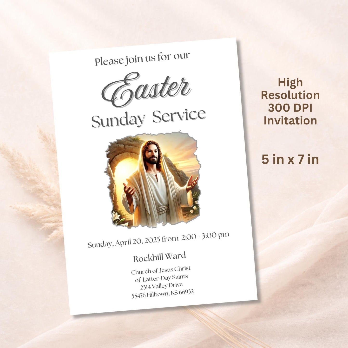 LDS Easter Invitation Template – Jesus Church Service Invite | Editable Canva 5x7 – Digital Printable by Digital Kim Designs