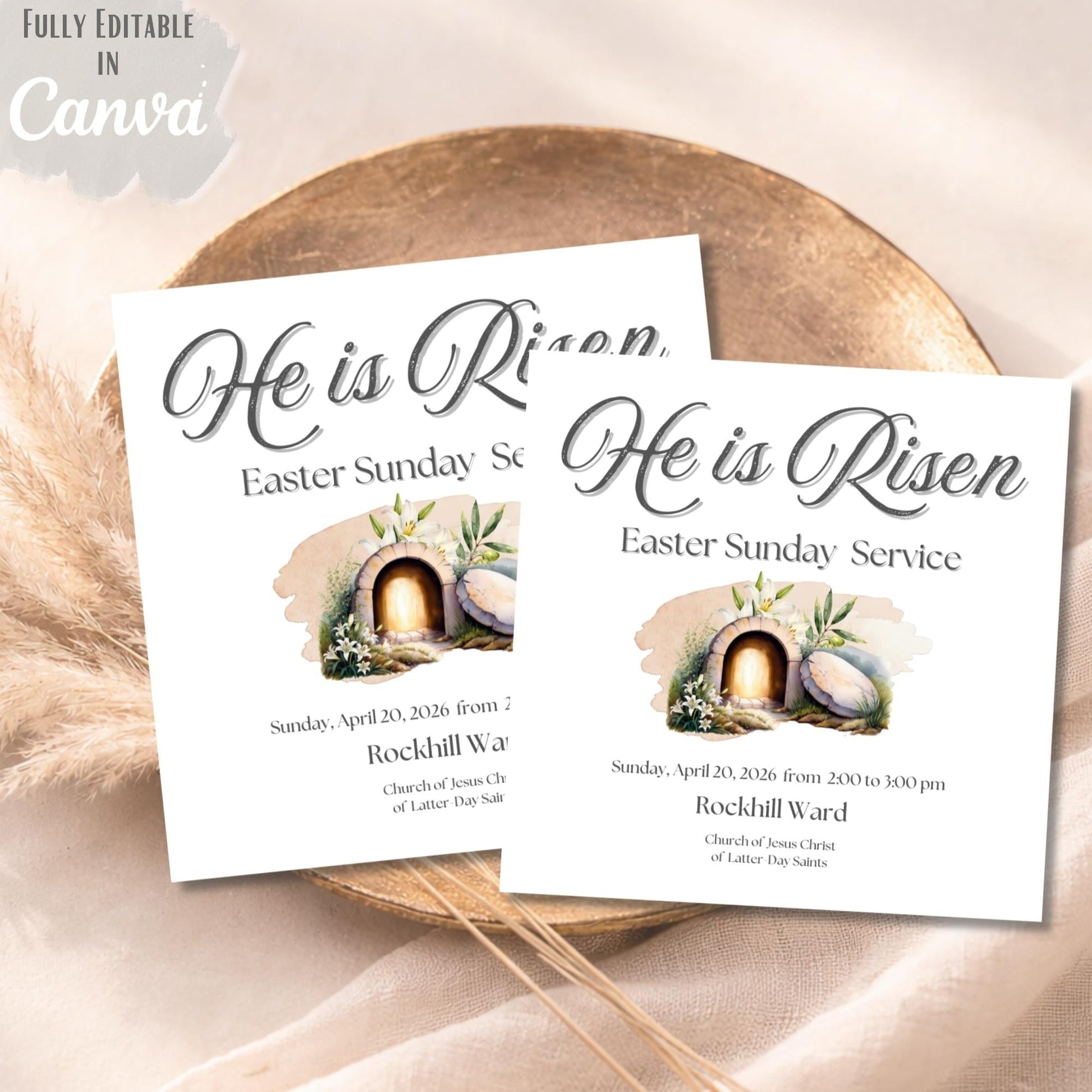 LDS Easter Social Media Post Template | He Is Risen | Editable Canva – Digital Printable by Digital Kim Designs
