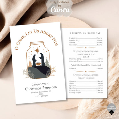 LDS Sacrament Meeting Program | Christmas Canva Template | Editable Church Printable Digital Download – Digital Printable by Digital Kim Designs