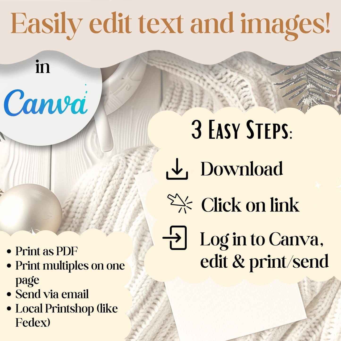 Minimalist Christmas Photo Card Template – Editable Holiday Canva Design – Digital Printable by Digital Kim Designs