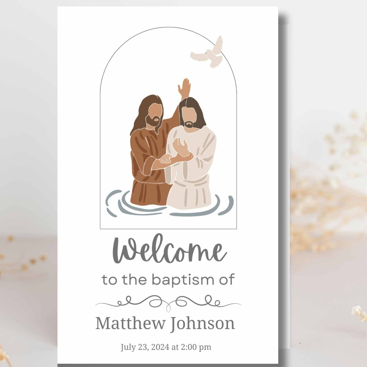 Minimalist LDS Baptism Program Template Canva Printable Digital Kim