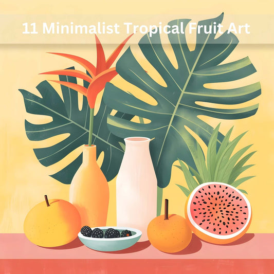 Modern Tropical Fruit Illustrations – 11 Minimalist Digital Art Prints – Faith - Based Printable by Digital Kim Designs
