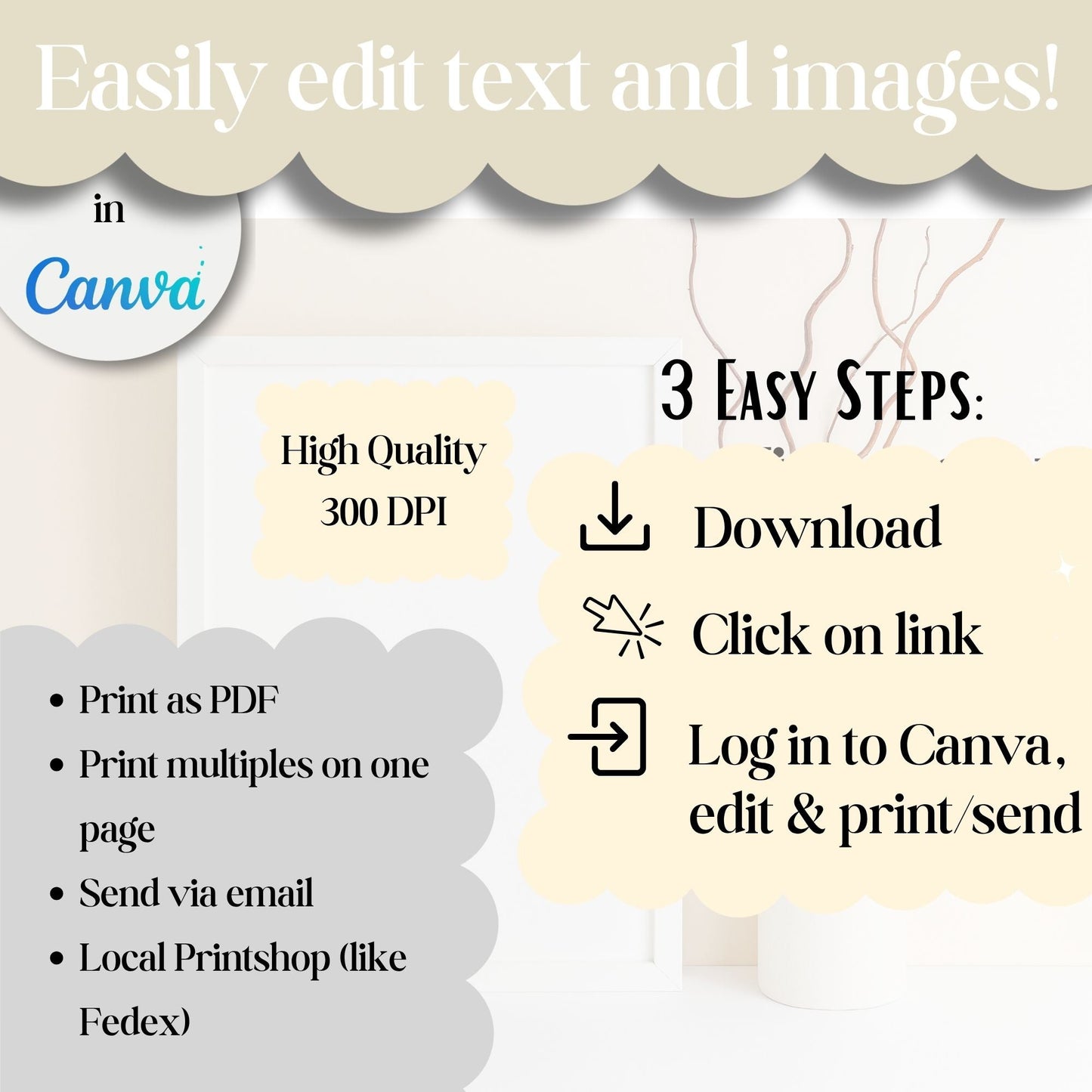 My First Year Photo Collage | Editable Baby Milestone Poster | Custom Name & Date Printable Gift | Canva Template – Digital Printable by Digital Kim Designs