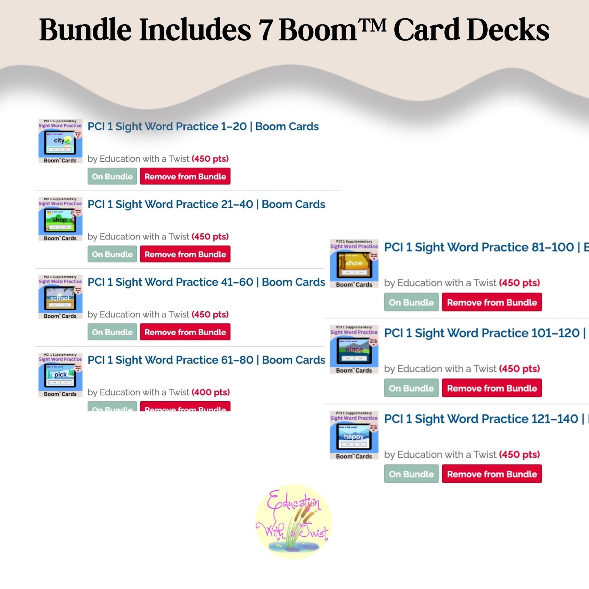PCI 1 Sight Word Practice Boom Cards Bundle | K–4 Reading | 140 Sight Words – Digital Printable by Digital Kim Designs