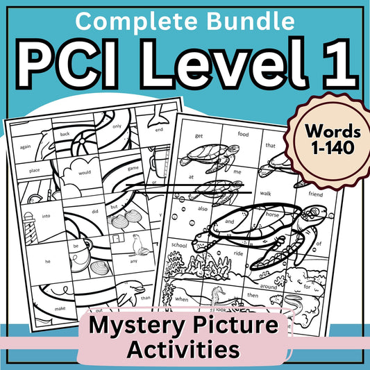PCI Reading Level 1 Mystery Picture Activities Bundle | Sight Words 1–140 – Digital Printable by Digital Kim Designs