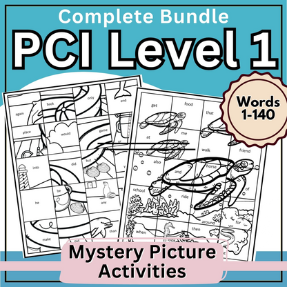 PCI Reading Level 1 Mystery Picture Activities Bundle | Sight Words 1–140 – Digital Printable by Digital Kim Designs