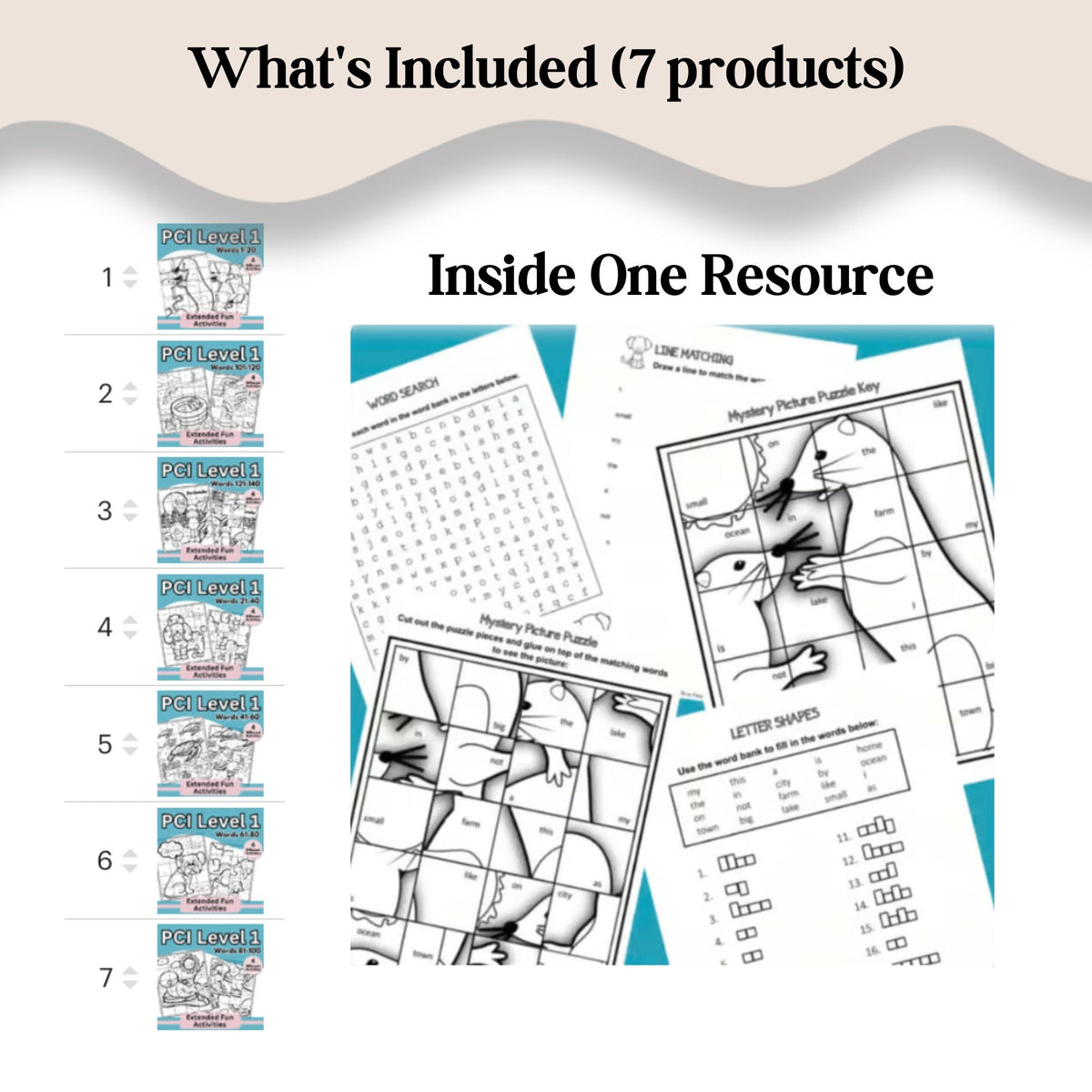 PCI Reading Level 1 Mystery Picture Activities Bundle | Sight Words 1–140 – Digital Printable by Digital Kim Designs