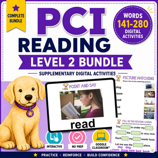 PCI Reading Level 2 Reading Bundle | Google Slides Sight Word Activities | Words 141–280 – Digital Printable by Digital Kim Designs