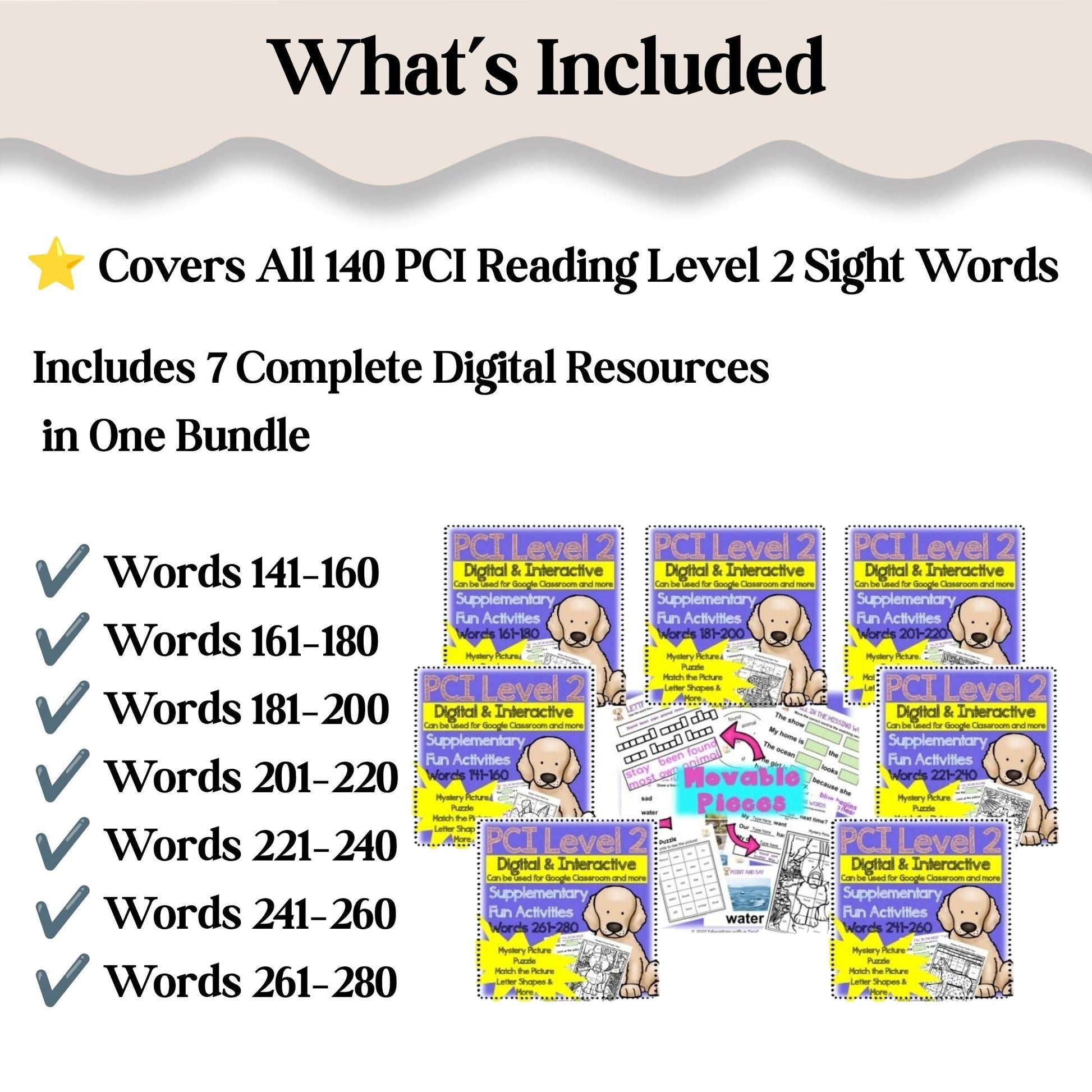 PCI Reading Level 2 Reading Bundle | Google Slides Sight Word Activities | Words 141–280 – Digital Printable by Digital Kim Designs