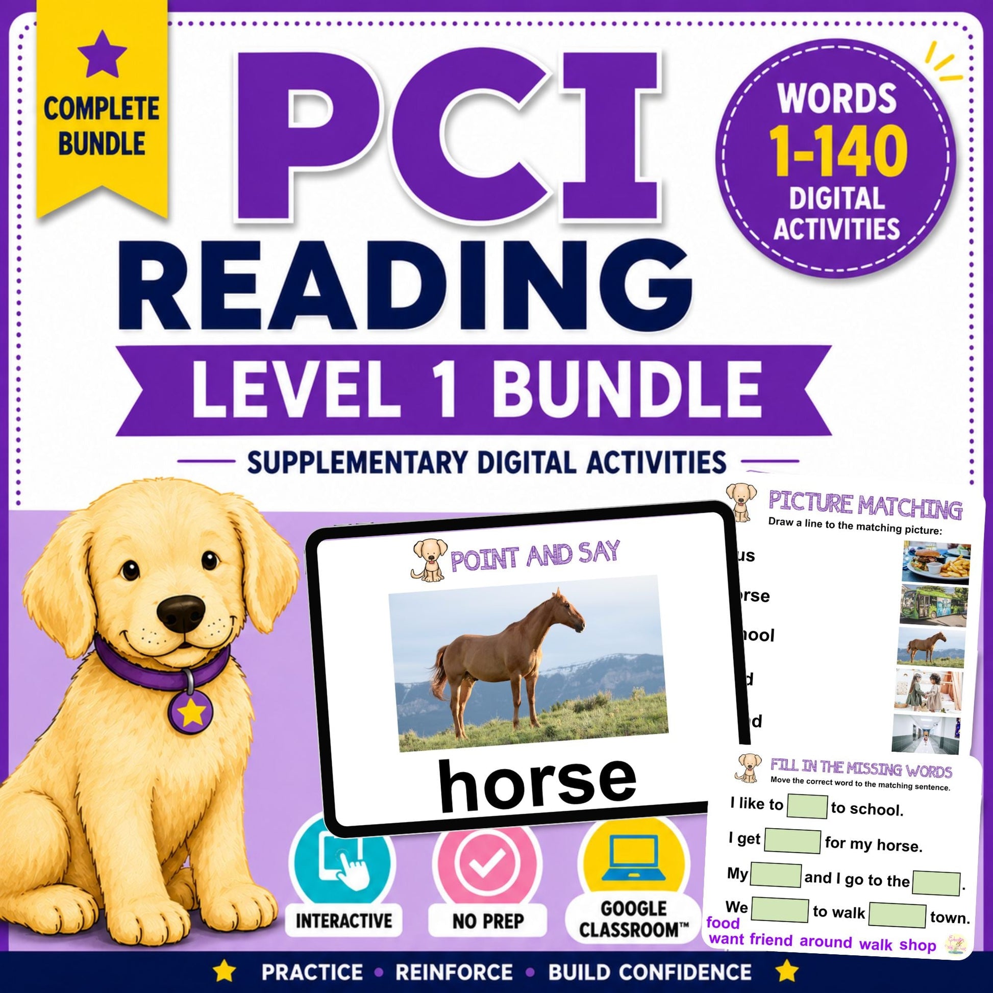 PCI Reading Supplementary Level 1 Bundle | Digital Sight Words | Words 1–140 – Digital Printable by Digital Kim Designs