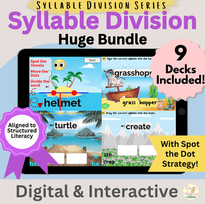 Phonics Boom Cards Bundle | Syllable Division & Multisyllabic Words – Digital Printable by Digital Kim Designs