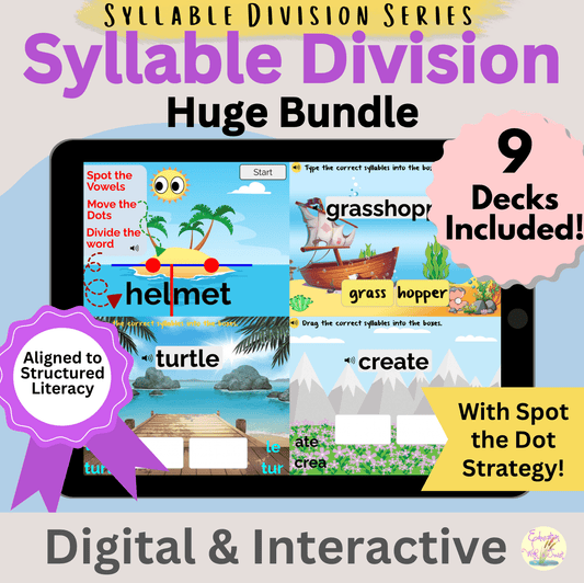 Phonics Boom Cards Bundle | Syllable Division & Multisyllabic Words – Digital Printable by Digital Kim Designs