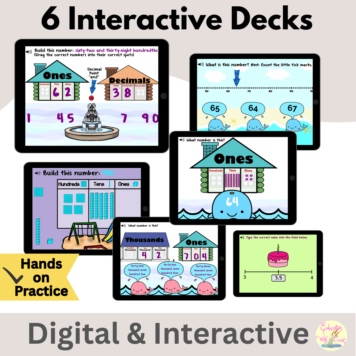 Place Value Mega Bundle | Base Ten Blocks, Number Line & Decimals – Digital Printable by Digital Kim Designs