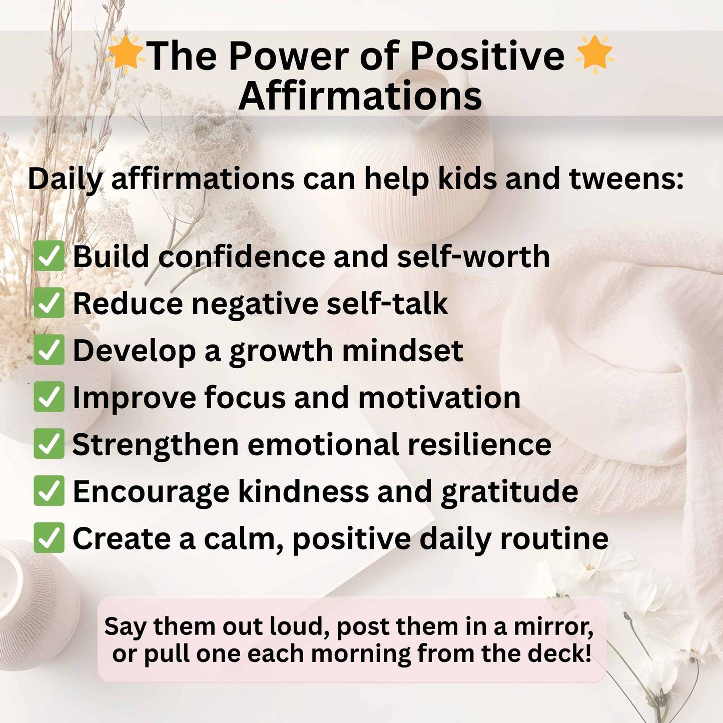 Positive Affirmation Cards for Kids & Tweens – 24 Printable Quotes for Confidence & Self - Worth – Faith - Based Printable by Digital Kim Designs