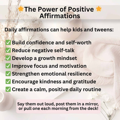 Positive Affirmation Cards for Kids & Tweens – 24 Printable Quotes for Confidence & Self - Worth – Faith - Based Printable by Digital Kim Designs