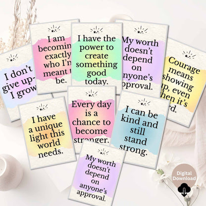 Positive Affirmation Cards for Kids & Tweens – 24 Printable Quotes for Confidence & Self - Worth – Faith - Based Printable by Digital Kim Designs