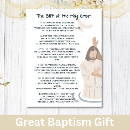 Printable Baptism Gift – LDS “Gift of the Holy Ghost” Poem Keepsake (PDF – Faith - Based Printable by Digital Kim Designs