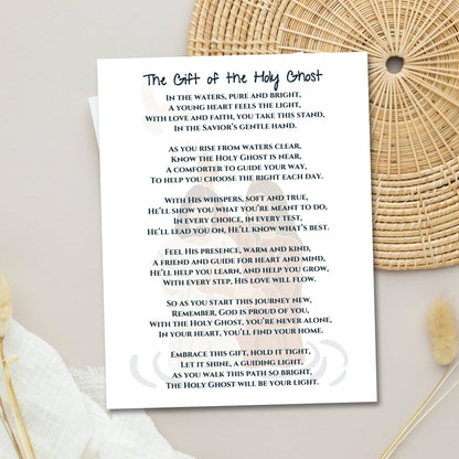 Printable Baptism Gift – LDS “Gift of the Holy Ghost” Poem Keepsake (PDF – Faith - Based Printable by Digital Kim Designs