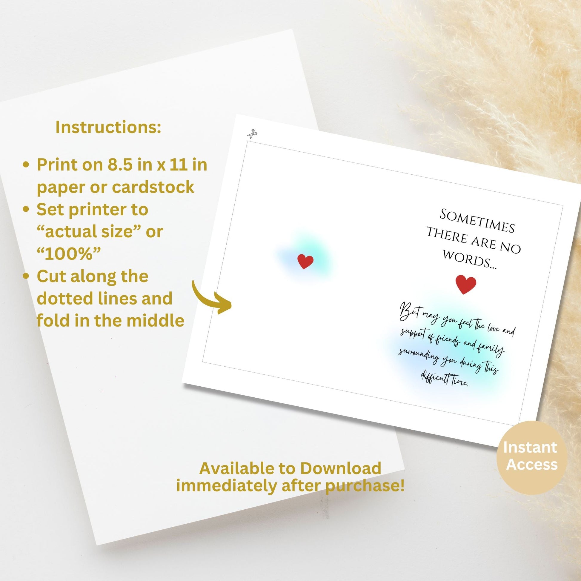 Printable Sympathy Card | Instant Download Condolence Card – Digital Printable by Digital Kim Designs