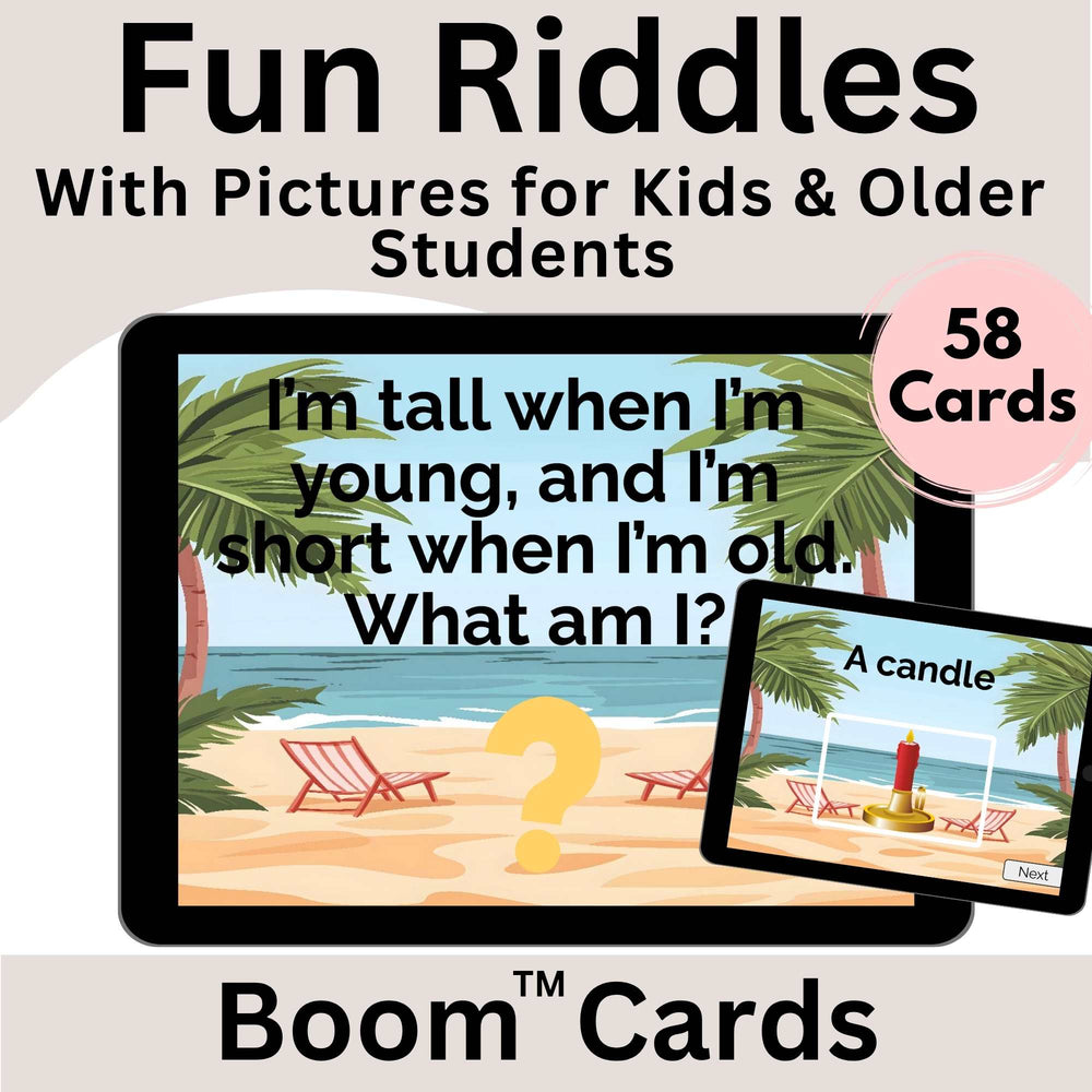 Riddle Challenge Boom Cards™ | 29 Fun Riddles (58 Cards) for All Ages & ELL – Faith - Based Printable by Digital Kim Designs