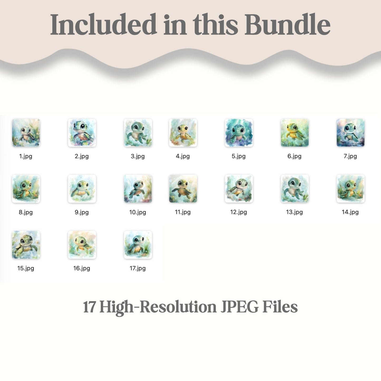 Sea Turtle Watercolor Art Set | 17 Ocean Illustrations – Digital Printable by Digital Kim Designs