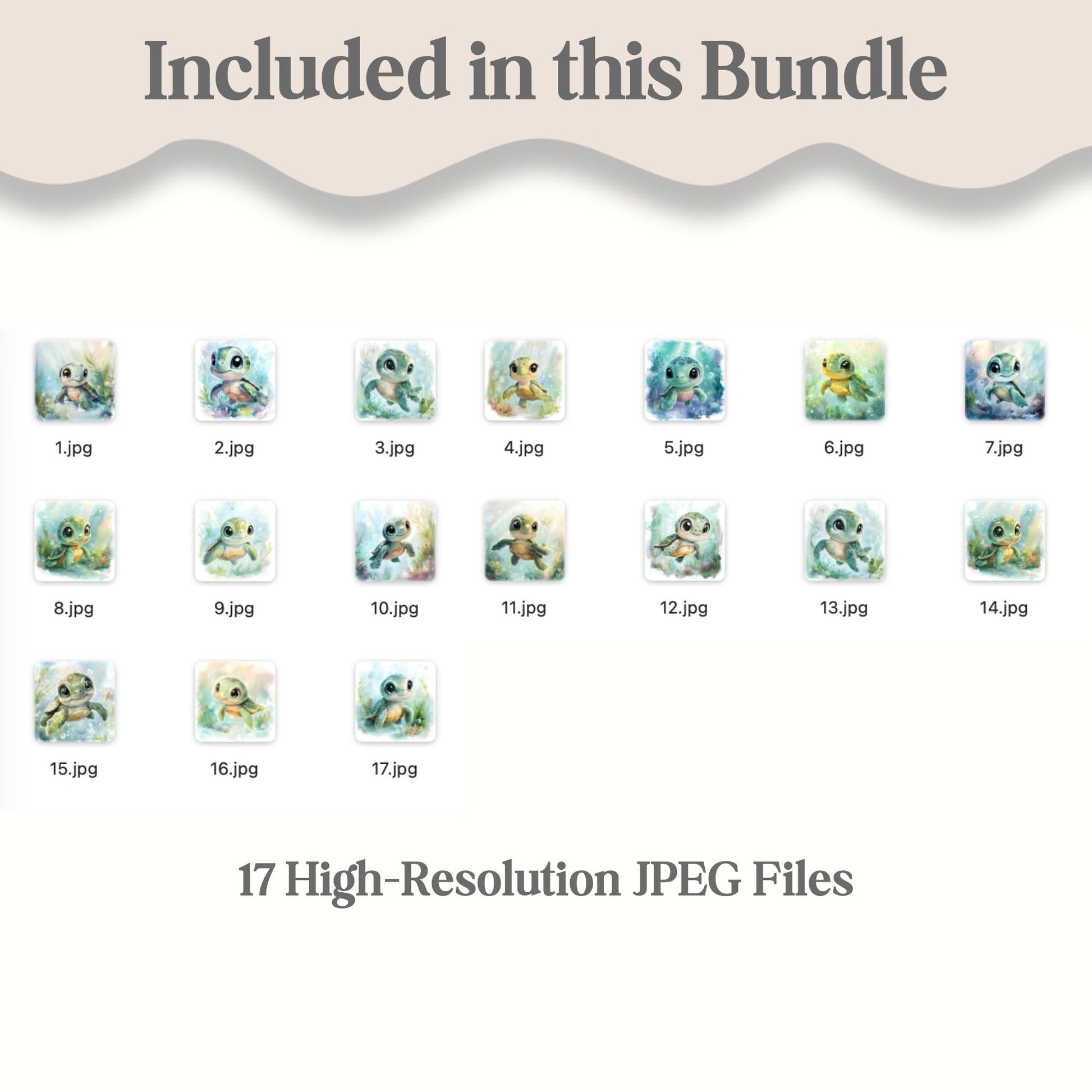 Sea Turtle Watercolor Art Set | 17 Ocean Illustrations – Digital Printable by Digital Kim Designs