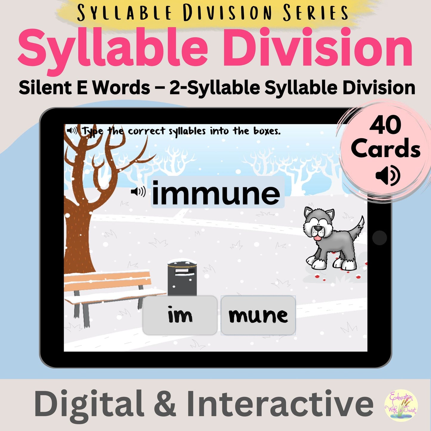 Silent E Boom™ Cards | 40 Interactive Syllable Division Phonics Activities – Digital Printable by Digital Kim Designs