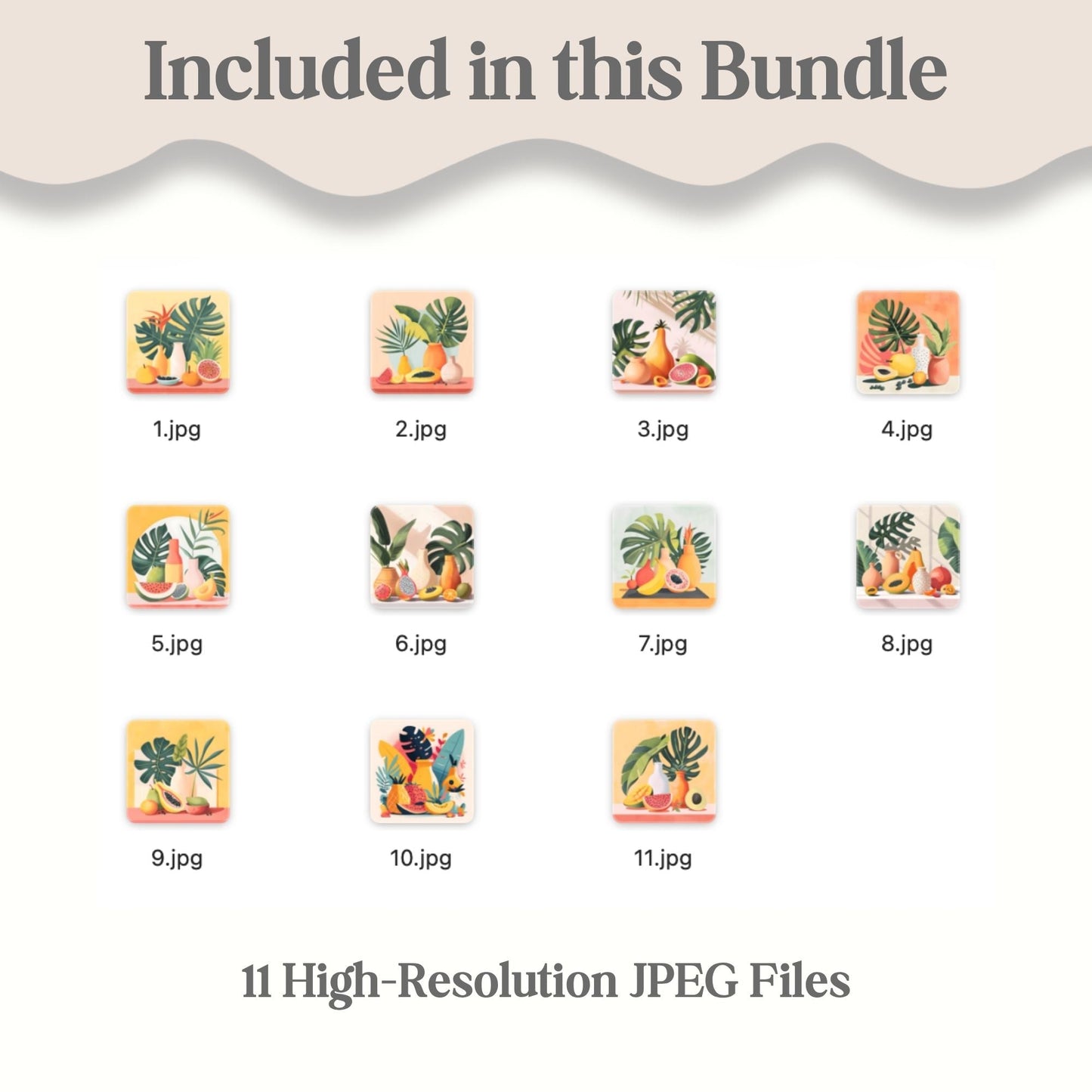 Tropical Fruit Art Set | 11 Modern Kitchen JPEG Images – Digital Printable by Digital Kim Designs