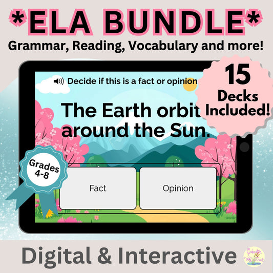 Upper Elementary ELA Boom™ Cards Bundle | Reading, Grammar & Vocabulary for Grades 3-6 – Digital Printable by Digital Kim Designs