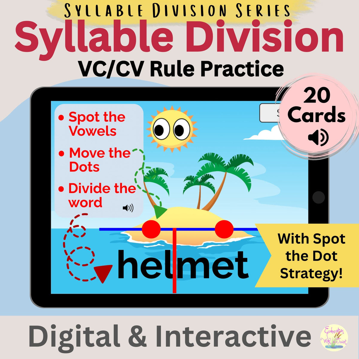 VC/CV Syllable Division Boom™ Cards | Spot the Dot Strategy for Decoding – Digital Printable by Digital Kim Designs