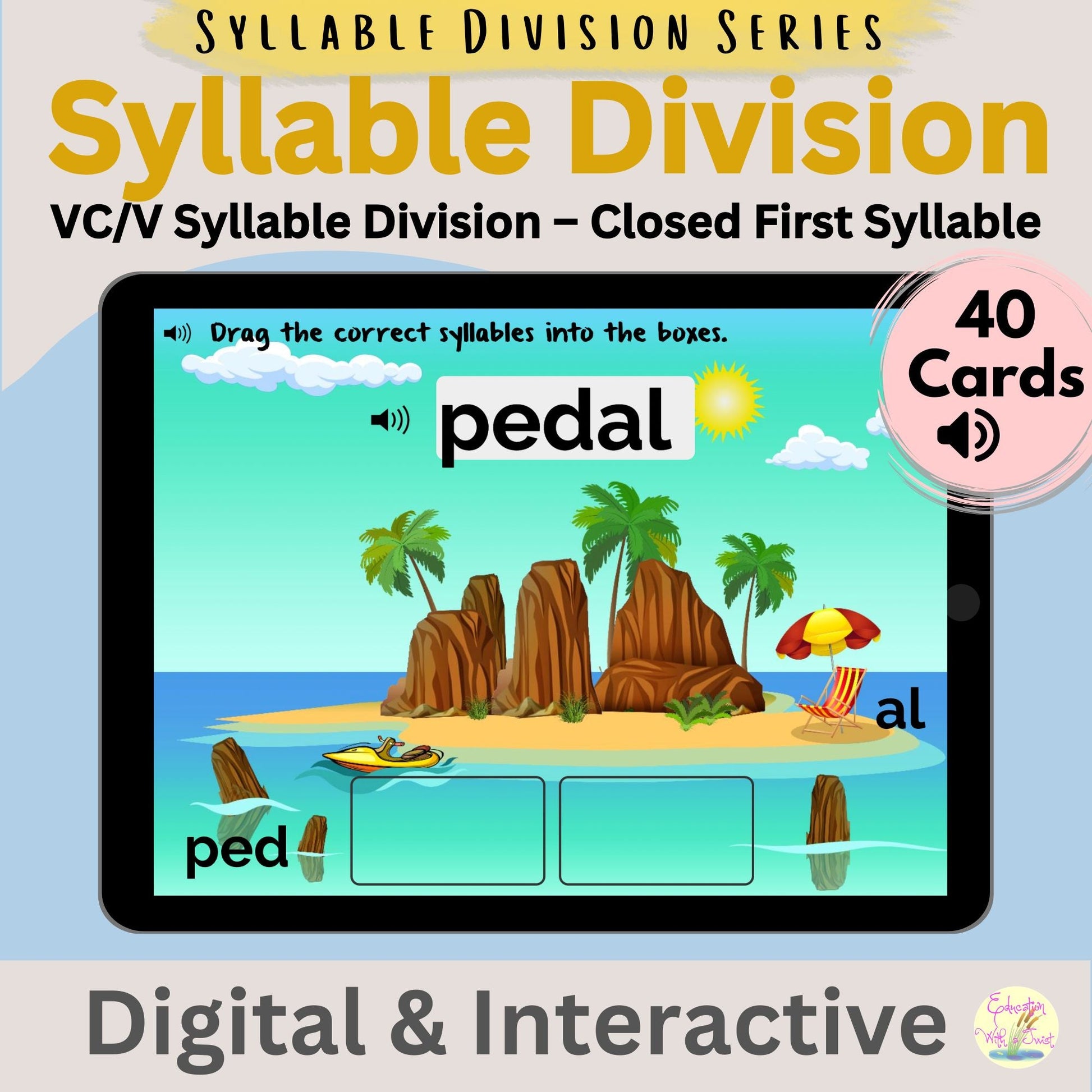 VC/V Boom™ Cards | 40 Closed Syllable Division Phonics Activities – Digital Printable by Digital Kim Designs