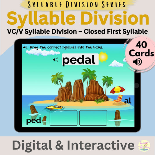 VC/V Boom™ Cards | 40 Closed Syllable Division Phonics Activities – Digital Printable by Digital Kim Designs