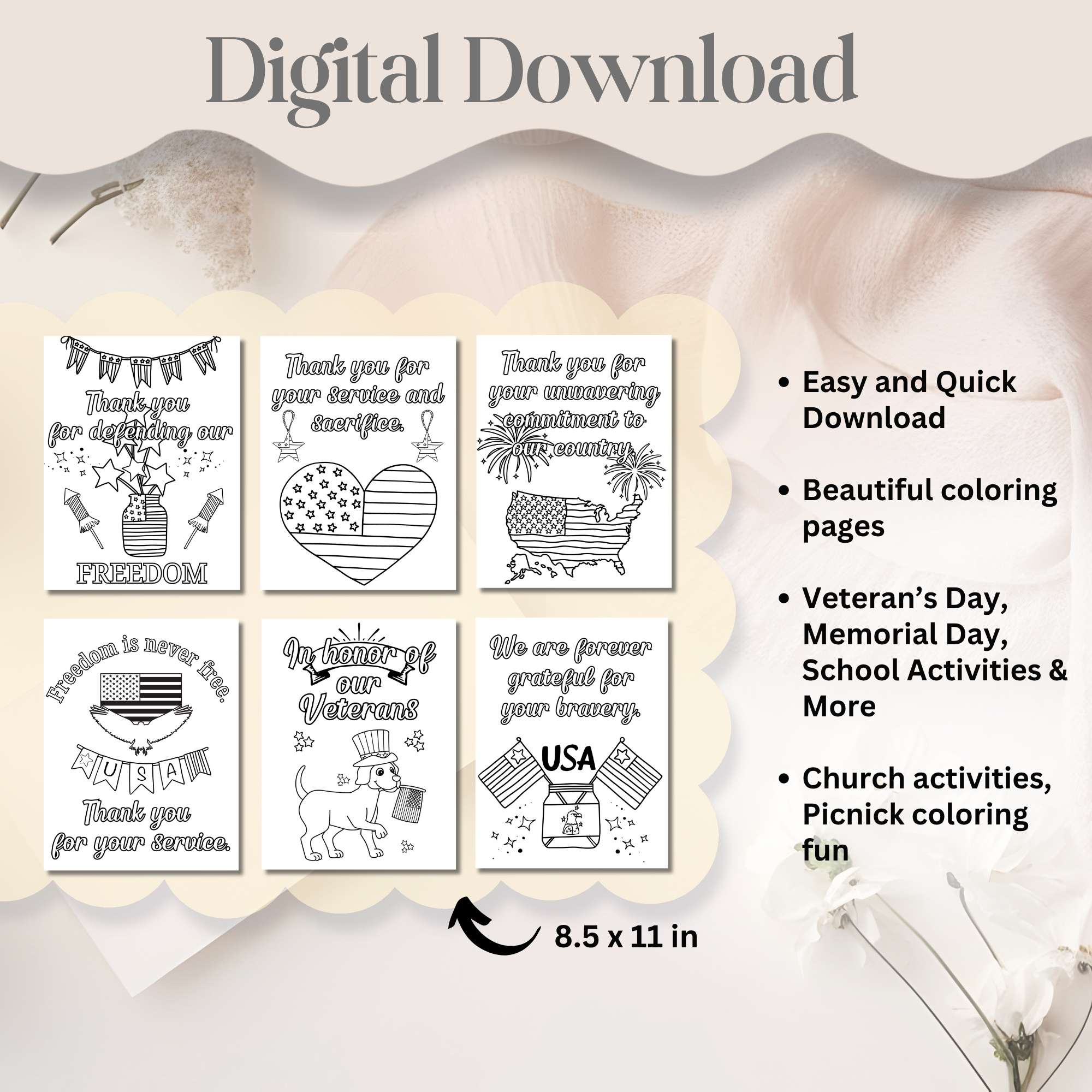 Veterans Day Coloring Pages for Kids | Printable Thank You Cards ...