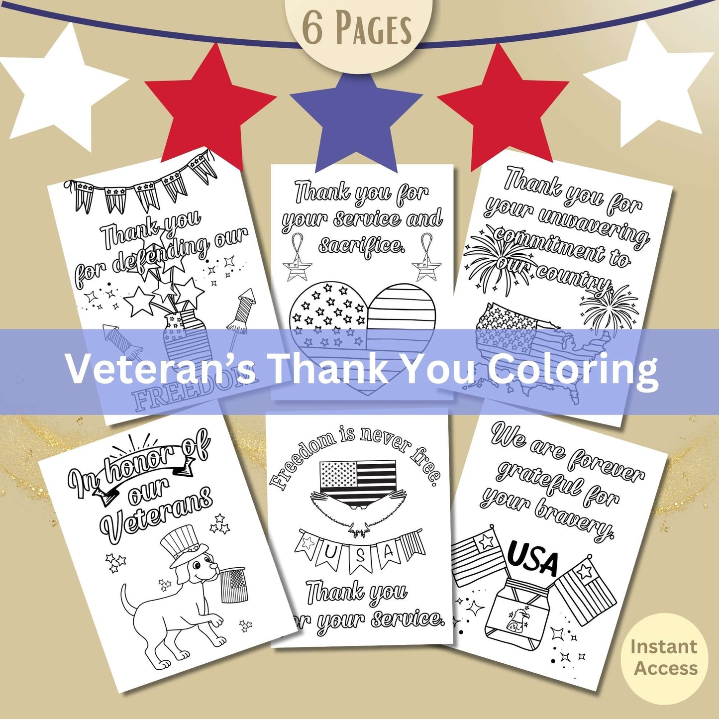 Veteran’s Day Coloring Pages for Kids – Printable Thank You Sheets for Veterans, Memorial Day, or Patriotic Events – Faith - Based Printable by Digital Kim Designs