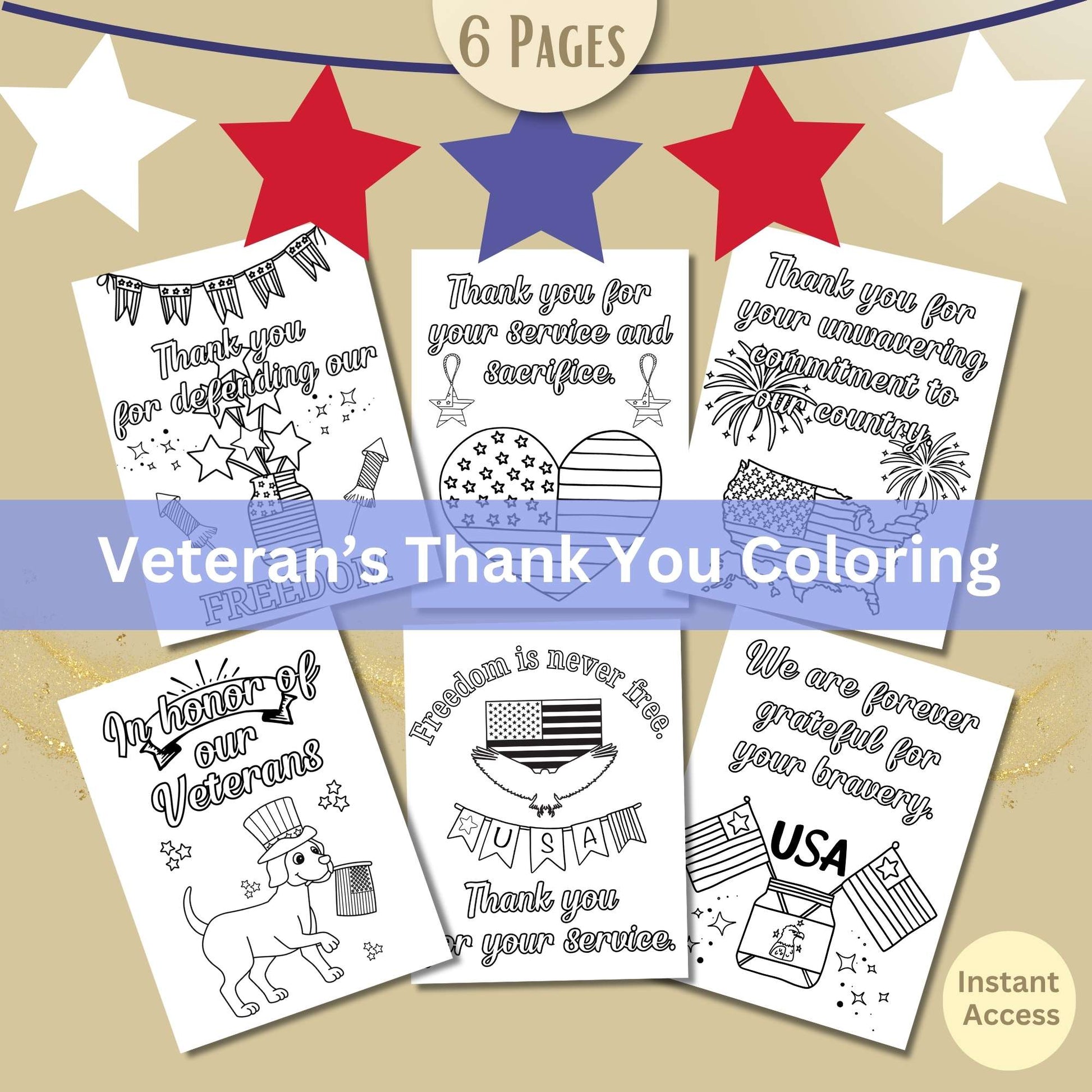Veteran’s Day Coloring Pages for Kids – Printable Thank You Sheets for Veterans, Memorial Day, or Patriotic Events – Faith - Based Printable by Digital Kim Designs