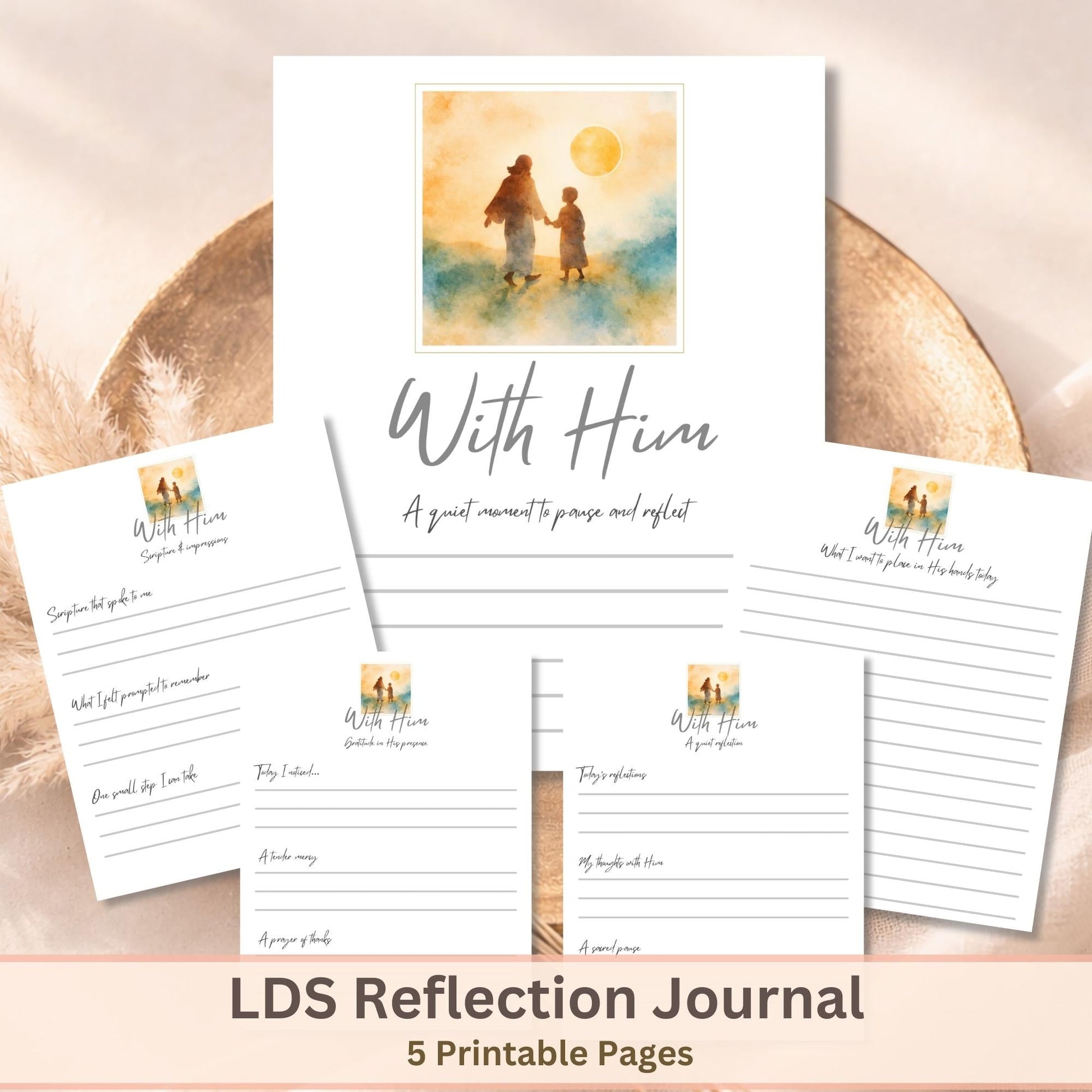 With Him LDS Reflection Journal Printable (5 - Page Devotional PDF) – Digital Printable by Digital Kim Designs