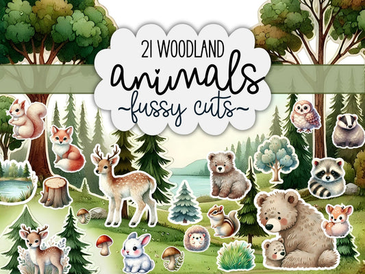Woodland Animal Fussy Cuts Bundle | 21 Printable Forest Clipart for Junk Journals & Crafts – Digital Printable by Digital Kim Designs