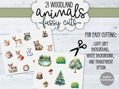Woodland Animal Fussy Cuts Bundle | 21 Printable Forest Clipart for Junk Journals & Crafts – Digital Printable by Digital Kim Designs