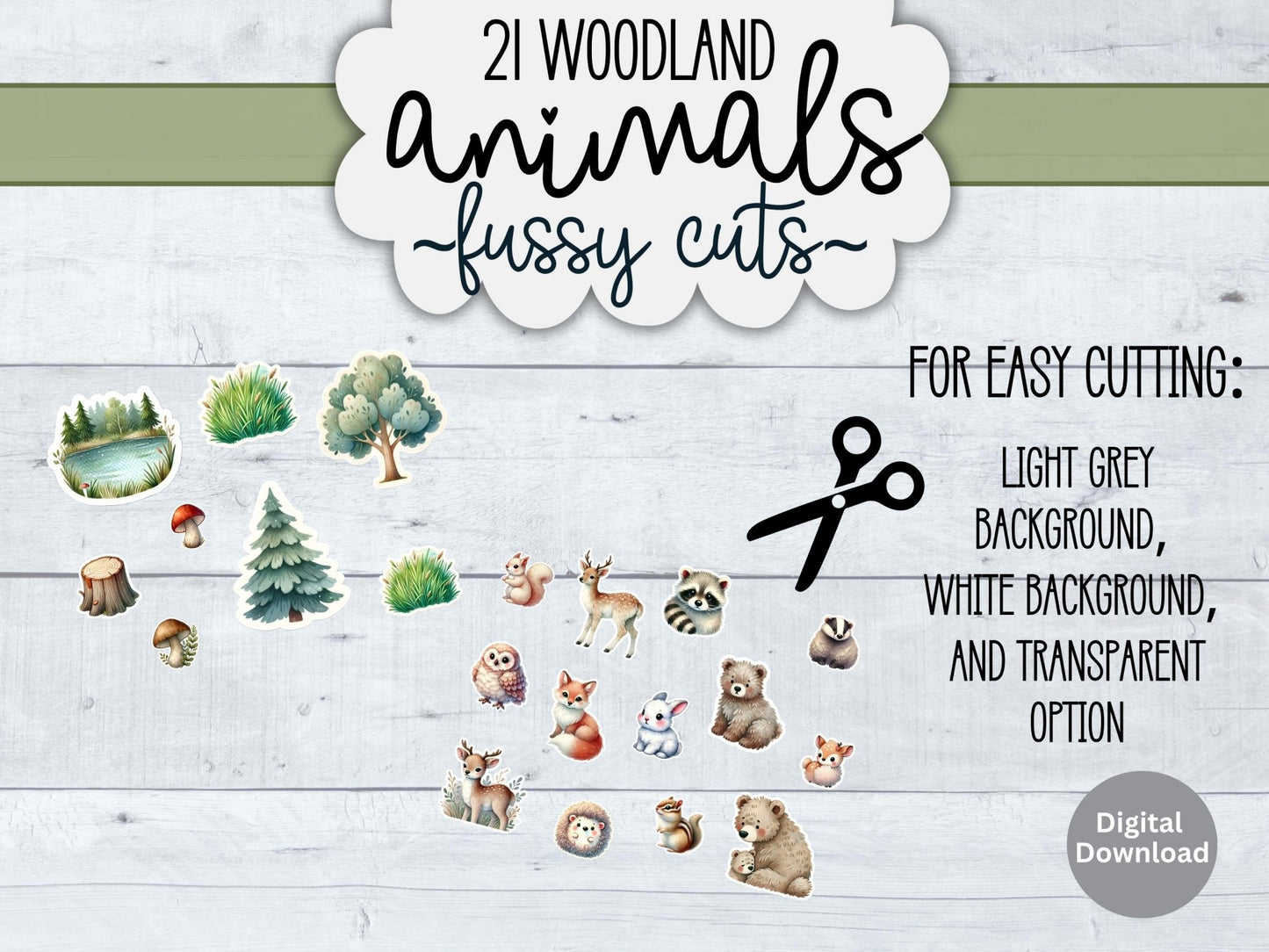 Woodland Animal Fussy Cuts Bundle | 21 Printable Forest Clipart for Junk Journals & Crafts – Digital Printable by Digital Kim Designs
