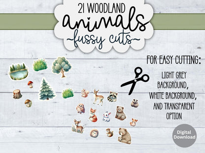 Woodland Animal Fussy Cuts Bundle | 21 Printable Forest Clipart for Junk Journals & Crafts – Digital Printable by Digital Kim Designs